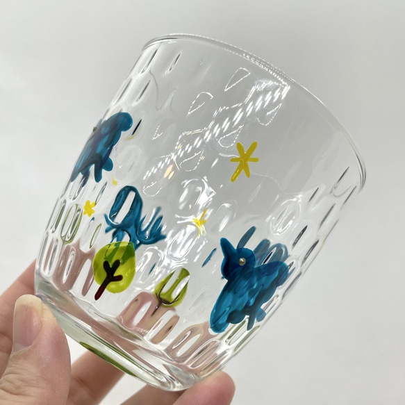 グラス　タンブラー　鳥と木　ハンドペイント　ガラス　名入れ 5枚目の画像