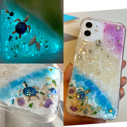 iPhoneケースレジン 海からのプレゼント海アート衝撃 スマホケース