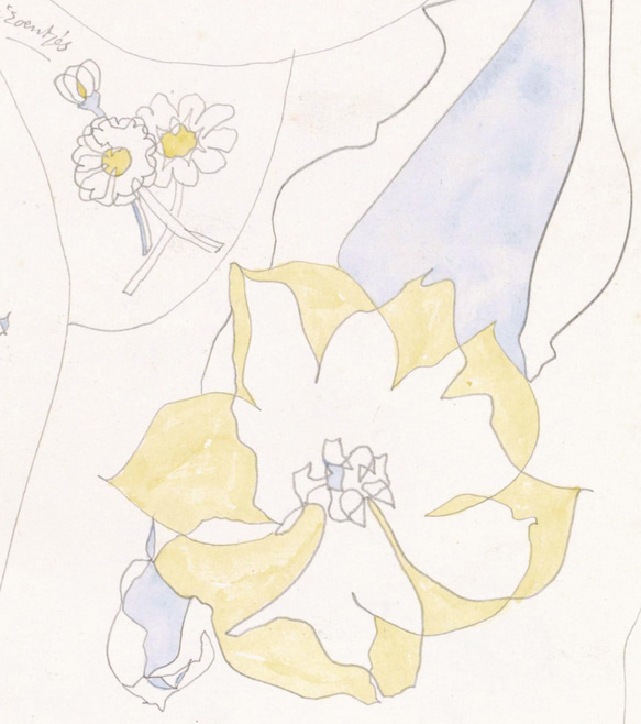 【NO.140】パステルカラーの花柄アートポスター☆ナチュラルインテリアフラワー手書きハガキA4A3A2A1B4B3B2 3枚目の画像