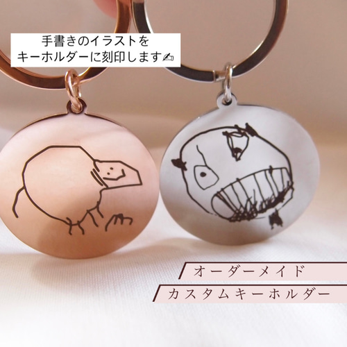 メモリアルキーホルダー 子供の絵がそのままキーホルダーに 子供の絵