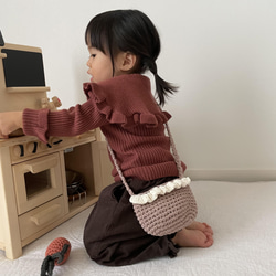 フリル ポシェット　ベビー　キッズ　赤ちゃん　子ども　ショルダーバッグ　コットン 3枚目の画像