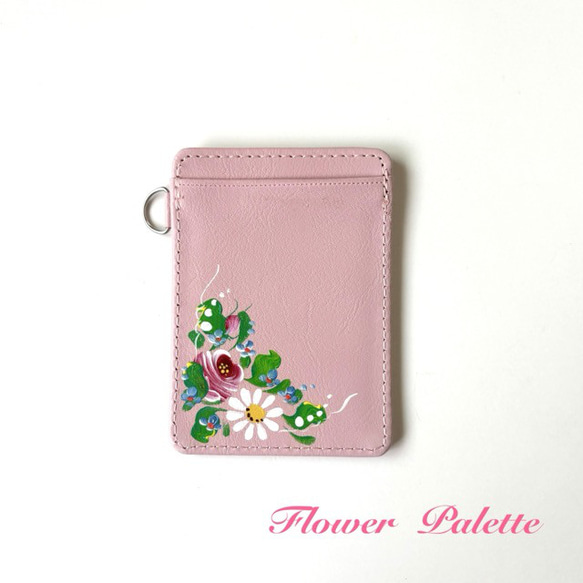 トールペイント カードケース ピンクの薔薇＊マーガレット 手描き 良かっ