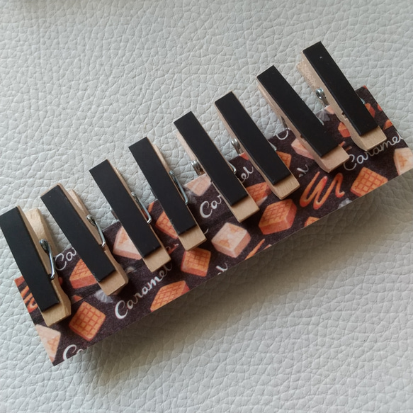 板チョコレート♪木製クリップ#2587  8個ウッドピンチ マグネット付 4枚目の画像