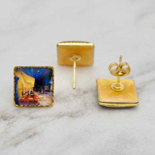 ゴッホ展】カフェテラス と ローヌ川〔ピアス/イヤリング〕12 or 16mm