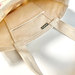 帆布×刺繍チュールのトートバッグ　キナリ 4枚目の画像