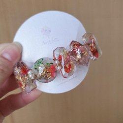 (レッド)鉱石フラワー  水中花 レジン バレッタ♡ ドライフ ラワー 上品 花鉱石 花氷 6枚目の画像