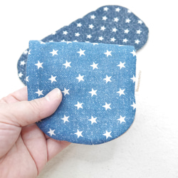 ふわもこハンカチ｜デニム星柄-Denim Stars-｜S・10×20cm｜8重ガーゼハンカチ｜ギフト｜誕生日｜贈り物 2枚目の画像