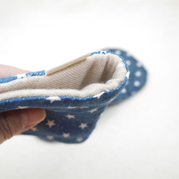 ふわもこハンカチ｜デニム星柄-Denim Stars-｜S・10×20cm｜8重ガーゼハンカチ｜ギフト｜誕生日｜贈り物 3枚目の画像