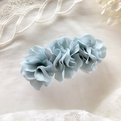 癒し　ライトブルー　紫陽花　バレッタ　造花　アーティフィシャルフラワー　梅雨　ウエディング　ブライダル　 3枚目の画像