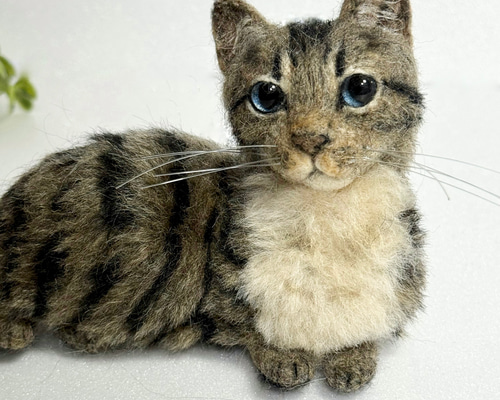 受注商品 mia キジトラ 子猫 置物 羊毛フェルト 展示にサイズ表