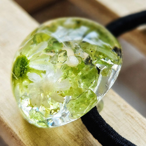 ペリドット入り～*あめ玉ヘアゴムmarry.c's handmadeaccessory