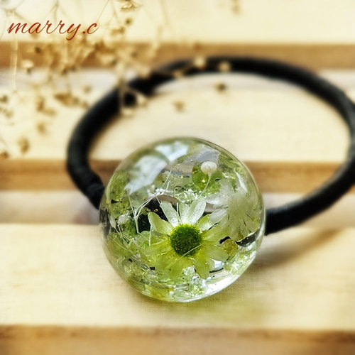 ペリドット入り～*あめ玉ヘアゴムmarry.c's handmadeaccessory