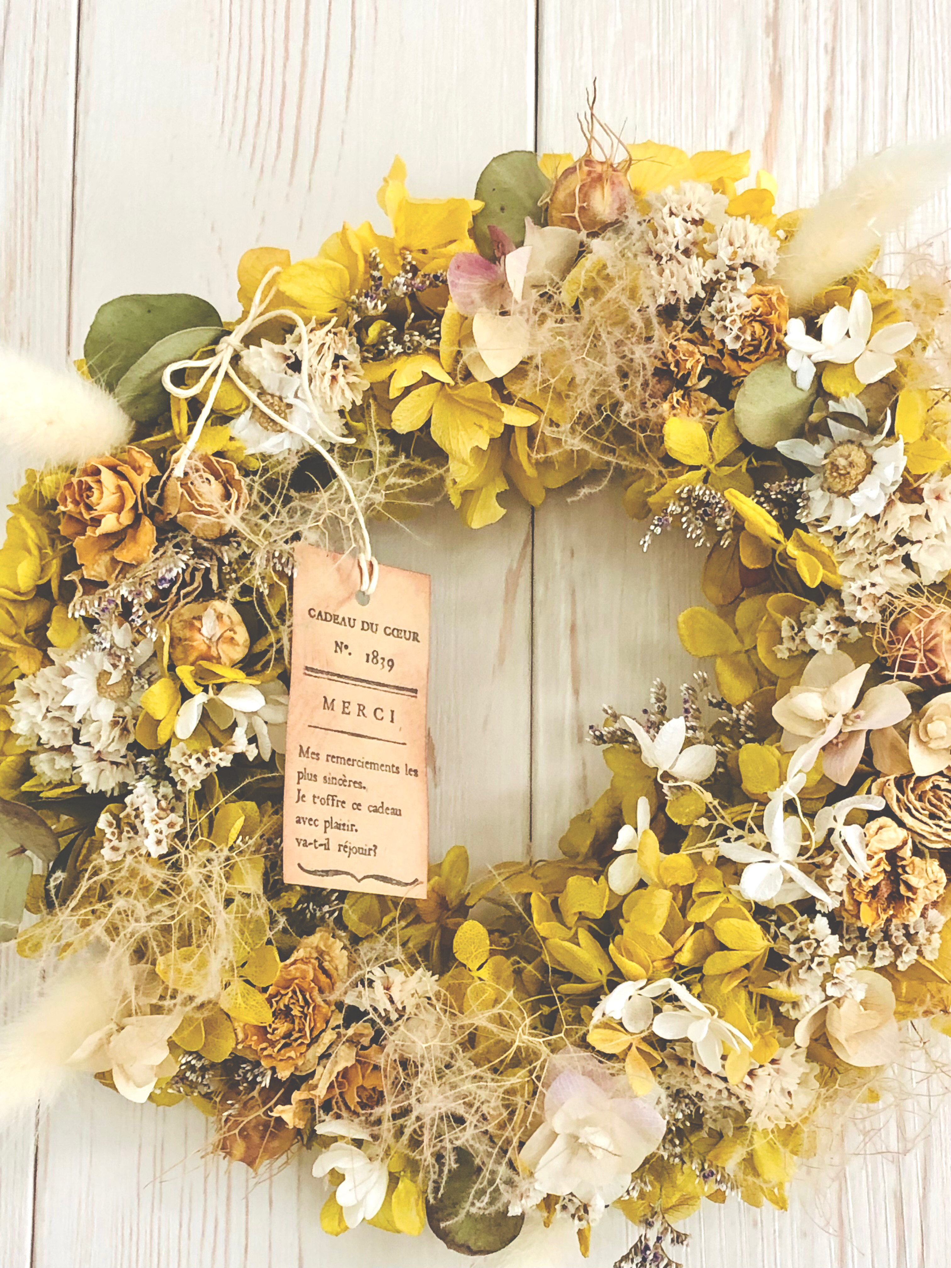 80cm/アンティーク紫陽花のダイヤ型生花リース/ドライフラワー/壁掛け