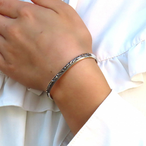 唐草バングル シルバー925 【刻印無料】 唐草 唐草模様 アラベスク