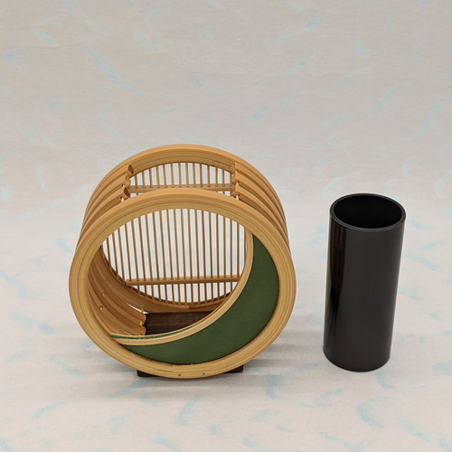 駿河竹細工 花器 三日月 フラワーベース レザー グリーン おしゃれ 