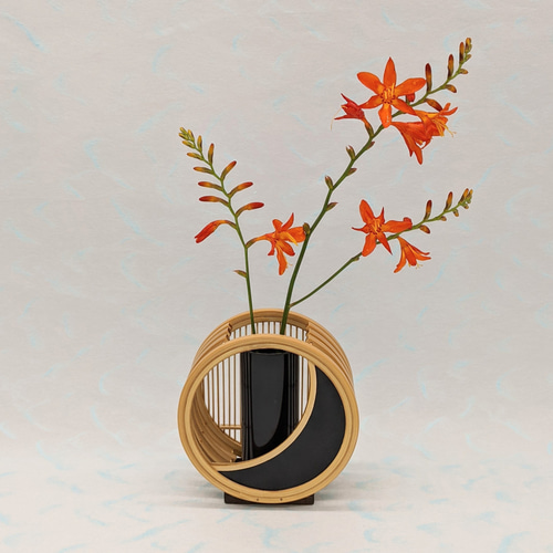 駿河竹細工 花器 三日月 フラワーベース おしゃれインテリア 駿河竹細工 花器 三日月 フラワーベース おしゃれインテリア