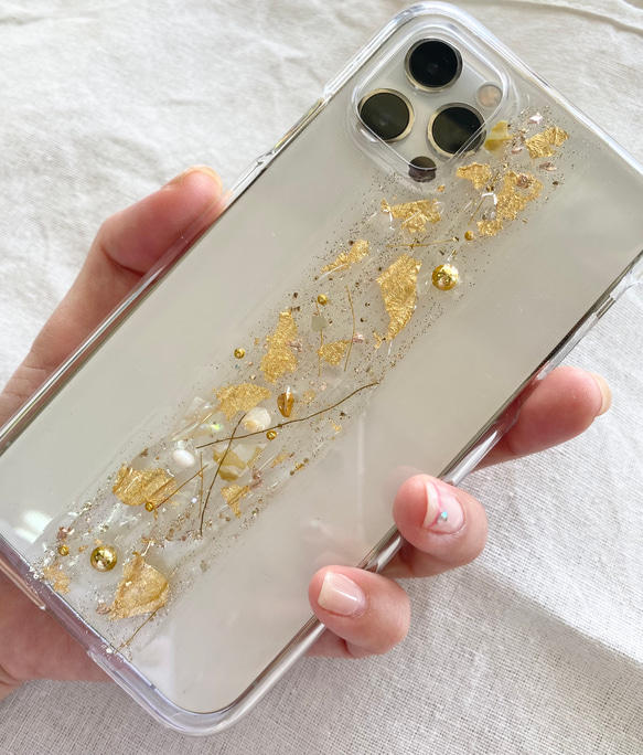 ゴールド　ニュアンス　iPhoneケース　クリアケース 4枚目の画像