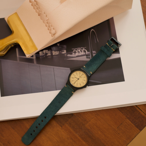 好きな色でオリジナルアレンジ　腕時計チープカシオ　チプカシ　本革ヌメ革ベルト　casio 16枚目の画像