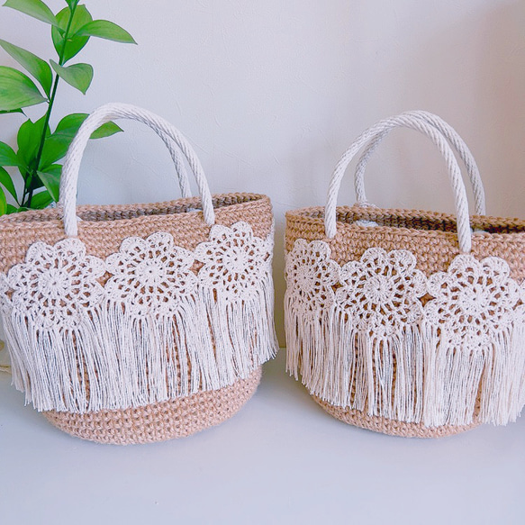 ＊flower crochet bag＊マルシェバッグ　かごバッグ　 5枚目の画像