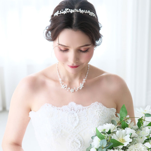 小枝ティアラ・ネックレス&イヤリング/ピアス3点set SET-06|結婚式 