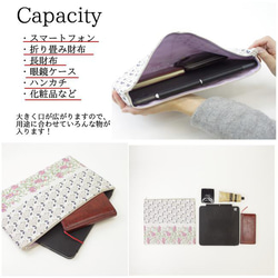 タブレットやノートが入る◎フランス製生地の花柄　A4サイズポーチ 8枚目の画像