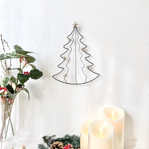 ワイヤーのクリスマスツリー」 / クリスマス ワイヤーアート 壁飾り