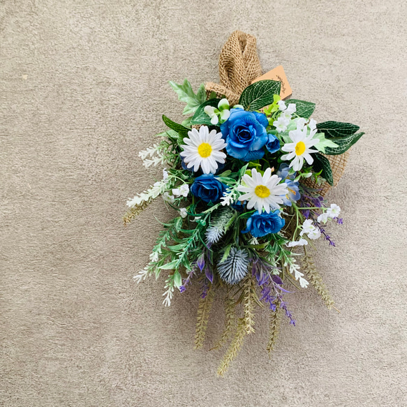 紫陽花とユーカリのグリーンスワッグ、フライングスワッグ