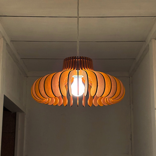 木製ペンダントライト「ビッグマッシュ（ミモザイエロー）」北欧照明