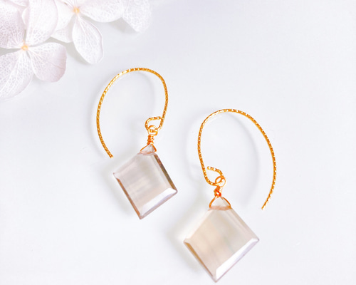 未使用品】 紫陽花】フローライト・クリスタルのトリプレット