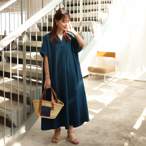 【季節限定お値下げ中】SWiMMY Clothingコットンキーネックワンピース コットン キーネック ワンピース ネイビー 0583NV ワンピース