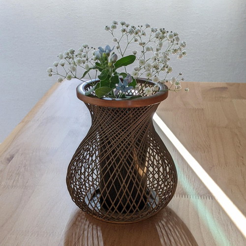 駿河竹細工 竹製品 花器 ひめ フラワーベース 一輪挿し 南京編