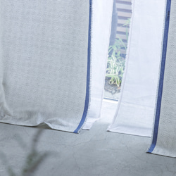 自然素材 綿 コットン 100％ カーテン 生地耳ブルーカーテン「ヒビアイボリー」自然素材カーテン　ナチュラルカーテン 4枚目の画像