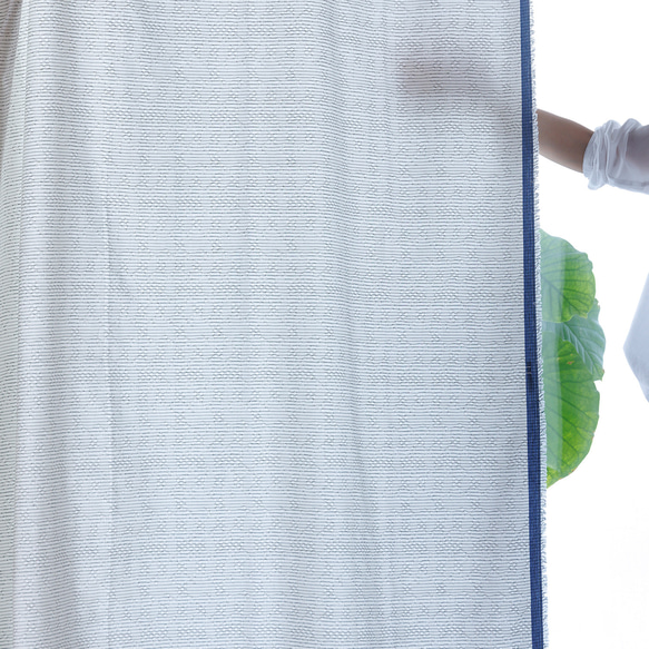 自然素材 綿 コットン 100％ カーテン 生地耳ブルーカーテン「ヒビアイボリー」自然素材カーテン　ナチュラルカーテン 9枚目の画像