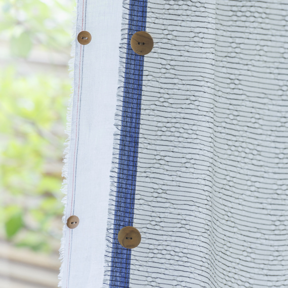 自然素材 綿 コットン 100％ カーテン 生地耳ブルーカーテン「ヒビアイボリー」自然素材カーテン　ナチュラルカーテン 3枚目の画像