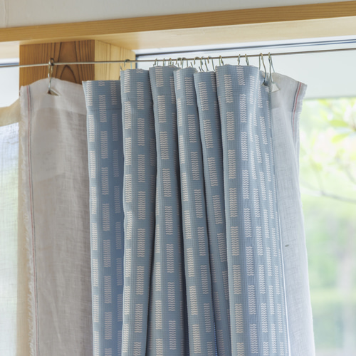 KURASIKU 綿100%カーテン リバーシブルジャガード「サザナネイビー」 自然素材 綿 コットン 100％ カーテン リバーシブルジャガード「サザナ