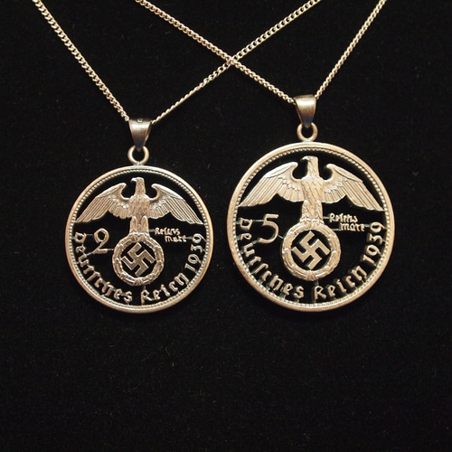 銀貨カットペンダント ドイツ第3帝国（ナチスドイツ）5マルク銀貨