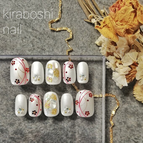 20000円相当の非売品ネイルセット 梅♡ブライダル・白無垢に♡水引ネイル【注文時サイズ必須です♡ 【vol