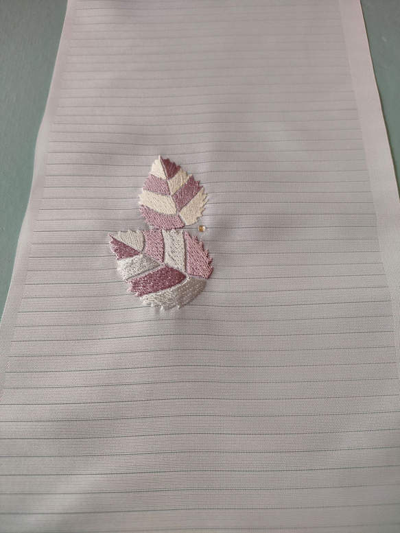 刺繍半衿　紫陽花とラインストーン雫　絽 4枚目の画像