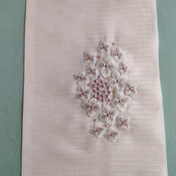 刺繍半衿　紫陽花とラインストーン雫　絽 3枚目の画像