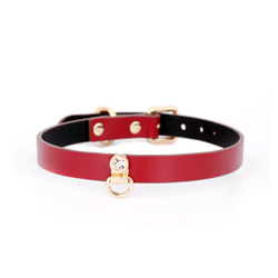 シックなシンプルデザイン本革製チョーカー(CHOKER)  ブラック/レッド/ピンク/レッドxブラック 9枚目の画像