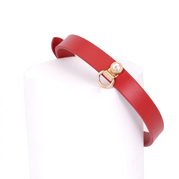 シックなシンプルデザイン本革製チョーカー(CHOKER)  ブラック/レッド/ピンク/レッドxブラック 6枚目の画像