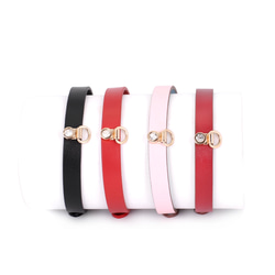 シックなシンプルデザイン本革製チョーカー(CHOKER)  ブラック/レッド/ピンク/レッドxブラック 4枚目の画像