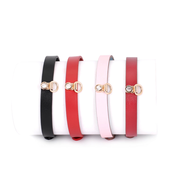 シックなシンプルデザイン本革製チョーカー(CHOKER)  ブラック/レッド/ピンク/レッドxブラック 4枚目の画像