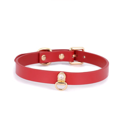 シックなシンプルデザイン本革製チョーカー(CHOKER)  ブラック/レッド/ピンク/レッドxブラック 5枚目の画像