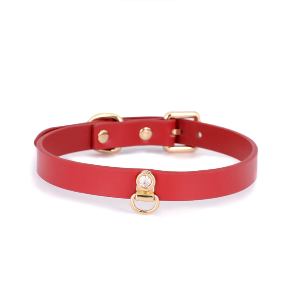シックなシンプルデザイン本革製チョーカー(CHOKER)  ブラック/レッド/ピンク/レッドxブラック 5枚目の画像
