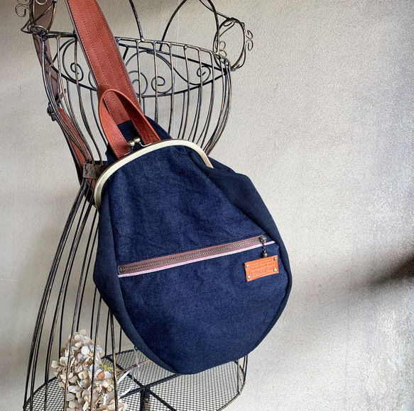 即納品』がまぐちBody Bag15(F) 倉敷帆布 デニム ブラック