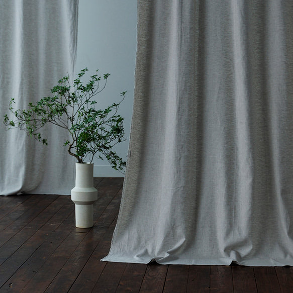 THE CONRAN SHOP グレー カーテン リネン100% 自然素材 リネン混カーテン ヘリンボーン柄「アンクルグレー」自然素材
