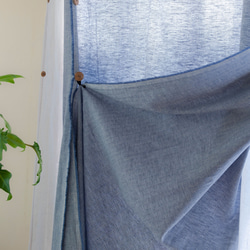 自然素材 リネン混カーテン ヘリンボーン柄「アンクルブルー」自然素材カーテン　ナチュラルカーテン 3枚目の画像