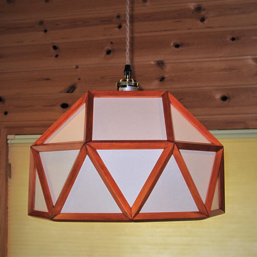 mia様リピ割】ミニシリーズ△三角帽子のペンダントライト 木製ランプ