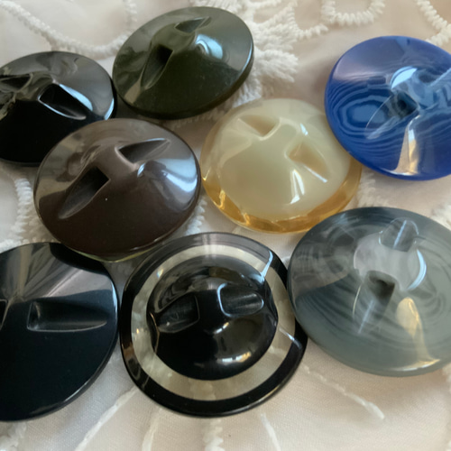 アンティークガラスボタン　カットスティール　デッドストック アンティークガラスボタン カットスティール デッドストック